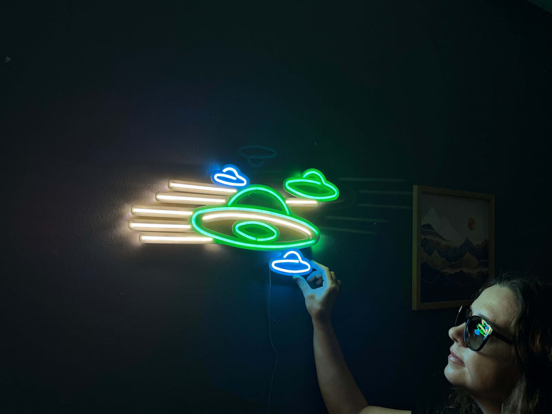 Ufo Neon Metal Sign