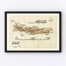 Vintage Map of Crete Island, 1909