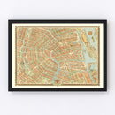 Vintage Map of Amsterdam, Netherlands 1956