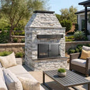 Cal Flame Modern Outdoor Gas Fireplace with Extended Mantle