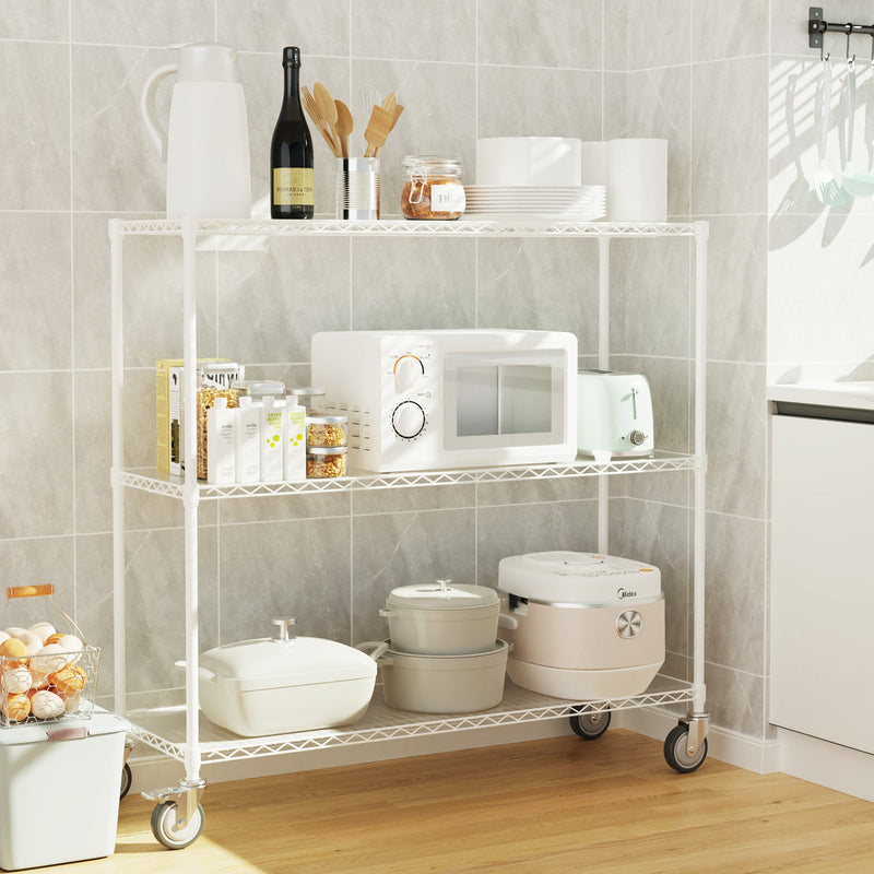 3 Tier Shelf Wire Shelving Unit - 3000LBS, 3T1848-3KLB-W-LKJ