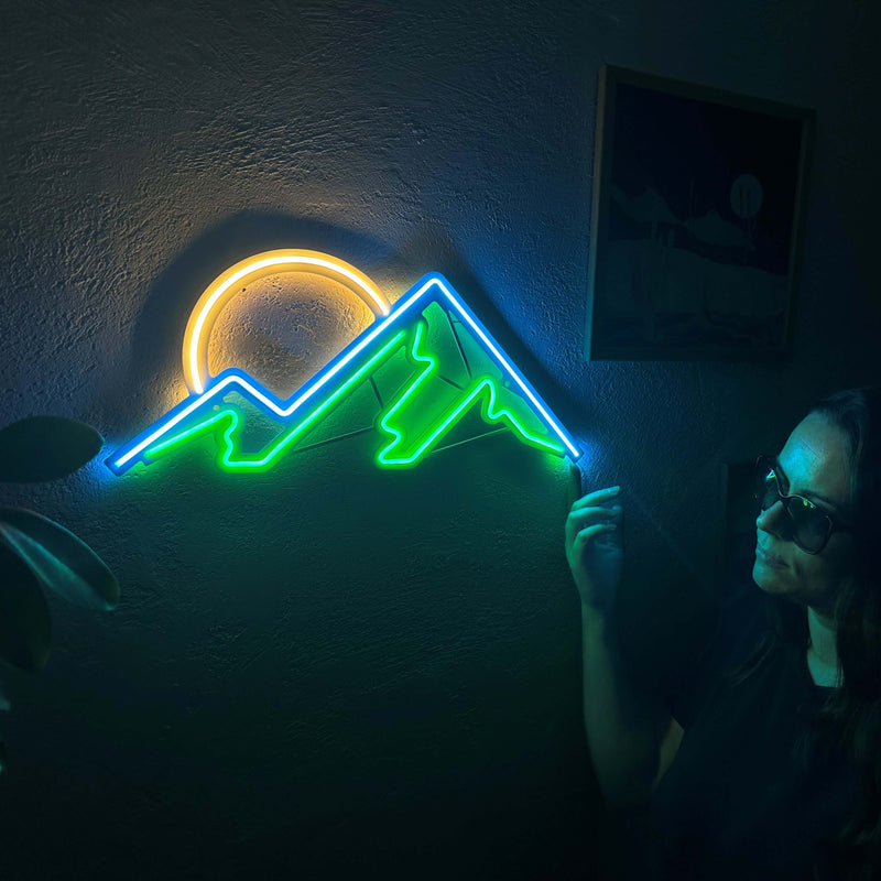 Mountain Neon Metal Sign