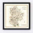 Vintage Map of Bedfordshire County England, 1801