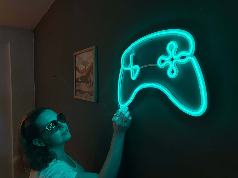 Game Console Neon Metal Sign