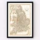 Vintage Map of England 1809