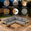 4 Pieces Outdoor Acacia Wood Sofa Set with Coffee Table