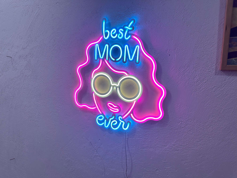 Best Mom Ever Neon Metal Sign