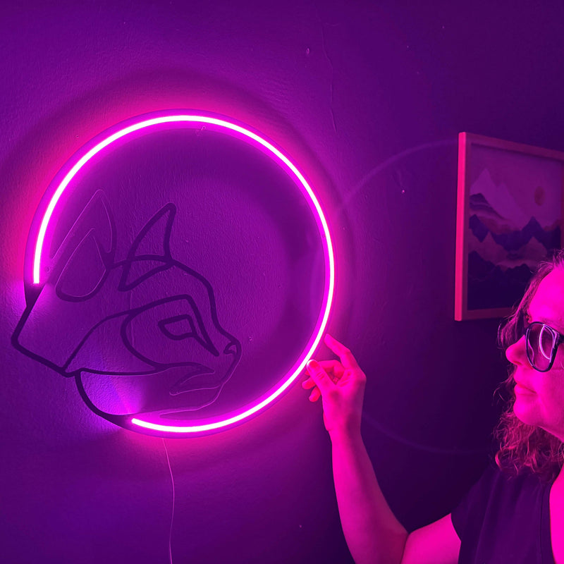 Kitty and The Moon Ever Neon Metal Sign