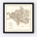 Vintage Map of Dorsetshire County England, 1806