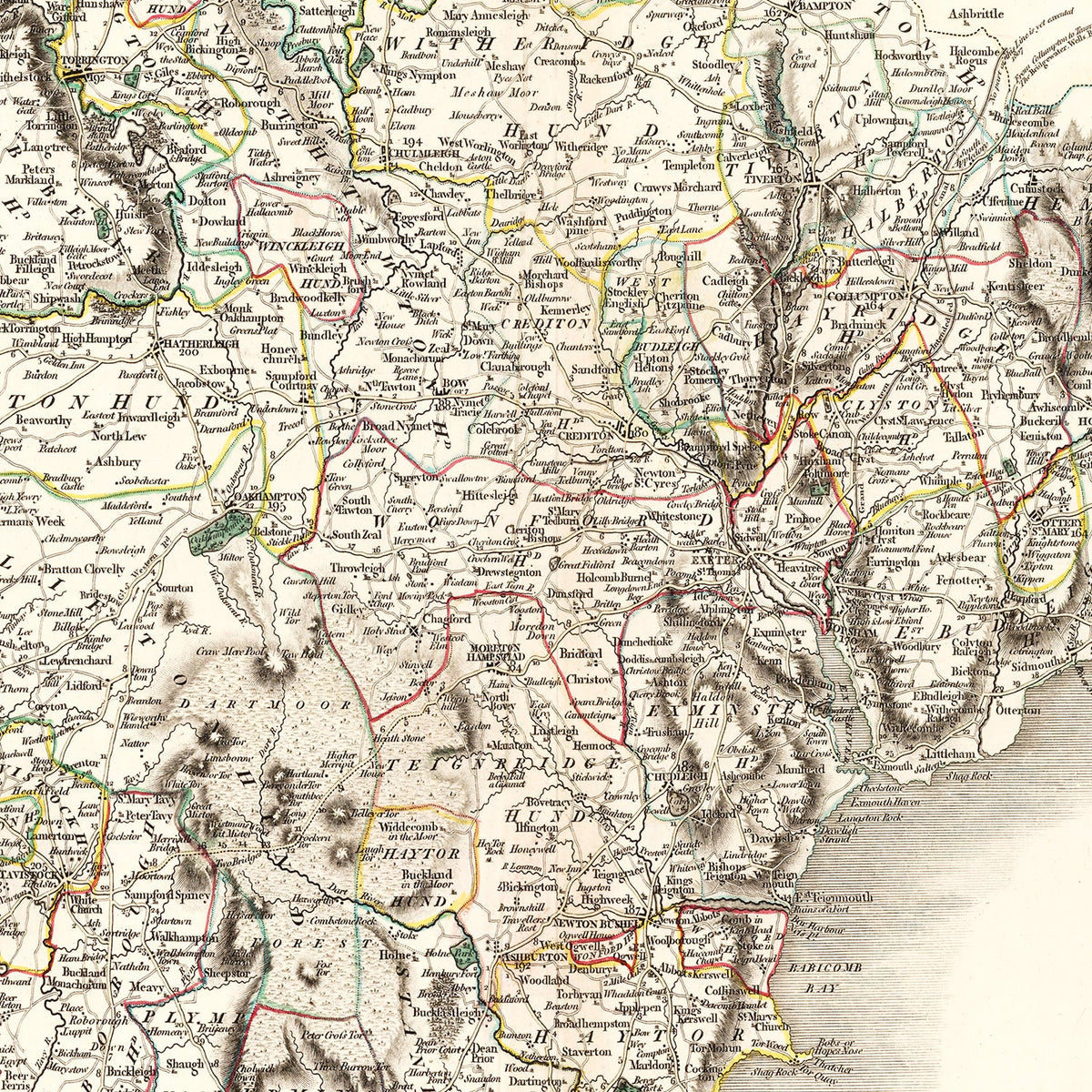 Vintage Map of Devonshire County England, 1807, photo 2 of 5