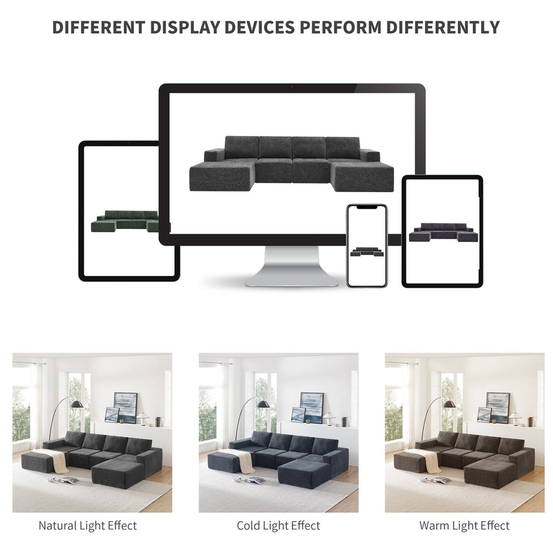 Walker Edison | Chenille Modular U-Shaped Sectional Sofa