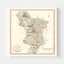 Vintage Map of Derbyshire County England, 1801