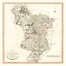 Vintage Map of Derbyshire County England, 1801