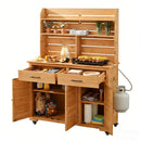 TOPMAX 65''H Large Garden Potting Bench with Lockable Wheels and Storage Cabinet by HouseOfZazla
