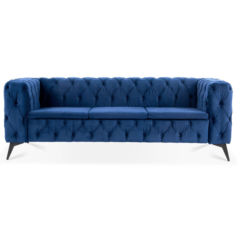 84.06" Inch Width Traditional Square Arm removable cushion 3 seater Sofa