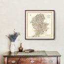Vintage Map of Staffordshire County England, 1807