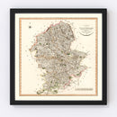 Vintage Map of Staffordshire County England, 1807