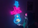 Live Music Guitar Neon Metal Sign