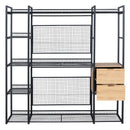 Open Style Wardrobe With Hanging Rails, Shelves And Drawers