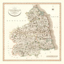 Vintage Map of Northumberland County England, 1807