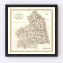 Vintage Map of Northumberland County England, 1807