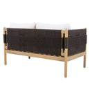 Outdoor Acacia Wood Loveseat with Diamond Rope Weave & Cushions, Light Teak by HouseOfZazla
