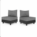 Modular Armless Chairs With Coffee Table For Garden (Set of 2) - Gray by HouseOfZazla