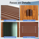 Metal Storage Shed Appealing Horizontal Siding In Woodgrain With Coffee Trim To Complement - Light Brown by HouseOfZazla