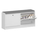 Shoe Storage Bench With Cushion, Entryway Organizer Cabinet For Hallway - White by HouseOfZazla