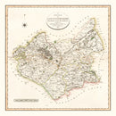 Vintage Map of Leicestershire County England, 1801
