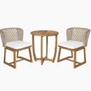 3-Piece Outdoor Dining Set with Teak Finish Acacia Wood Table & Wicker Chairs by HouseOfZazla