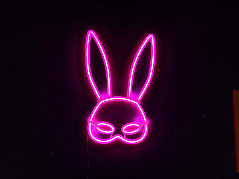 Rabbit Mask Neon Metal Sign