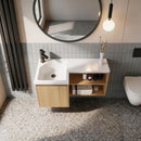 L-Shaped Wall Mounte Floating Bathroom Vanity With Integrated Sink