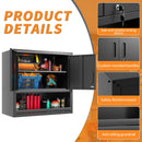 Wall-Mounted Storage Cabinet With Locking Door, 1 Shelf And Open Drawer - Black by HouseOfZazla