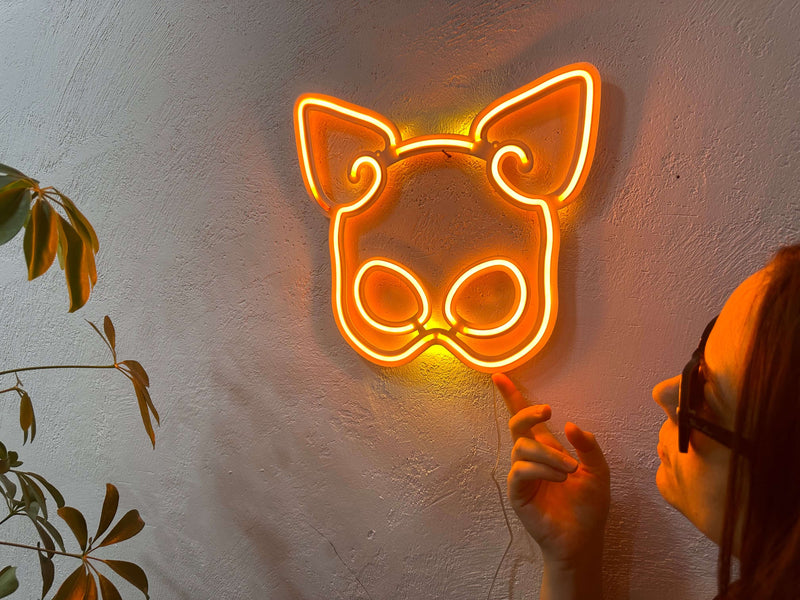 Latex Mask Neon Metal Sign