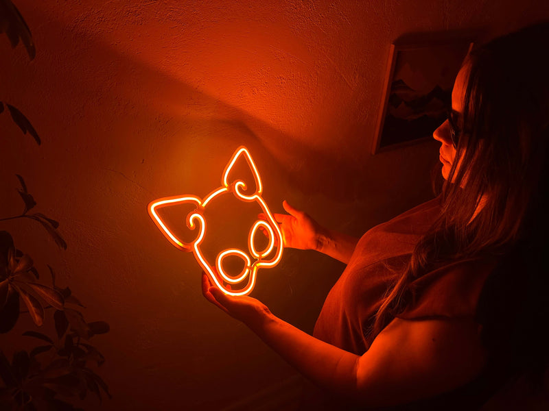 Latex Mask Neon Metal Sign