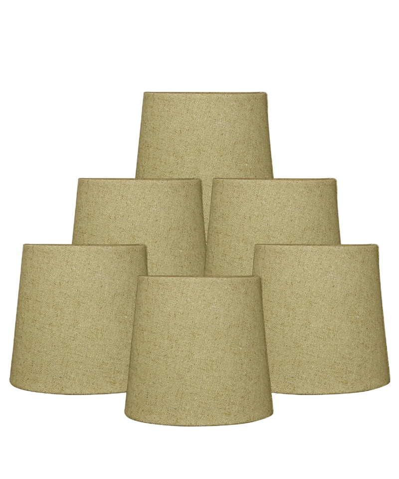 6"W x 5"H Set of 6 Sand Linen Drum Chandelier Clip-On Lampshade