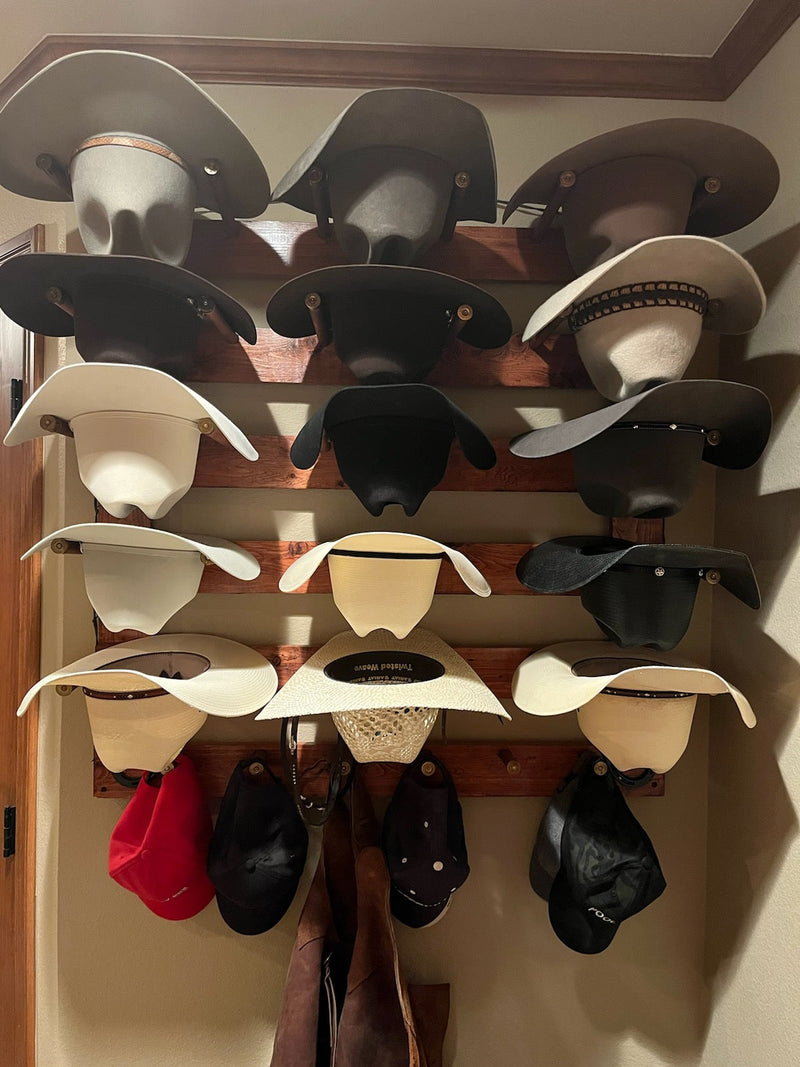 15 Cowboy Hat Rack | Cowboy Hat Holder |  Rustic Western Hat Display | Handcrafted Wooden Organizer | Space-Saving Home Decor | Made in USA