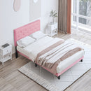 Modern Upholstered Platform Bed Frame With Button Tufted Fabric Headboard by HouseOfZazla