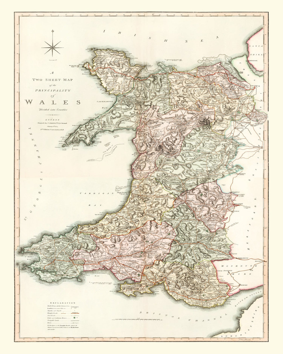 Vintage Map of Wales 1809, photo 5 of 5