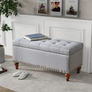 Upholstered Ottoman With Storage And Rivet Trim by HouseOfZazla