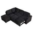 87.4" Sleeper Sofa Bed,2 in 1 Pull Out sofa bed L Shape Couch with Storage Ottoman for Living Room,Bedroom Couch and Small Apartment, Black