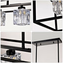 6 Light Farmhouse Chandelier, Modern Industrial Linear Rectangular Crystal Pendant Light Cage Chandelier For Dining Room, Kitchen Island, Bar, Long Table, G9*6 Bulbs Included - Matte Black by HouseOfZazla