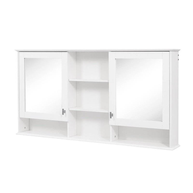 Wall Mount Mirror Cabinet With Adjustable Shelves - White, photo 11 of 14