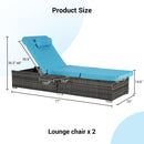 Outdoor Chaise Lounge Chair Set of 2 with Storage Patio Pool Chairs Tanning Lounges for Outside,Beach Rattan Recliners with Adjustable Backrest, Table, Cushion for Poolside Backyard Garden