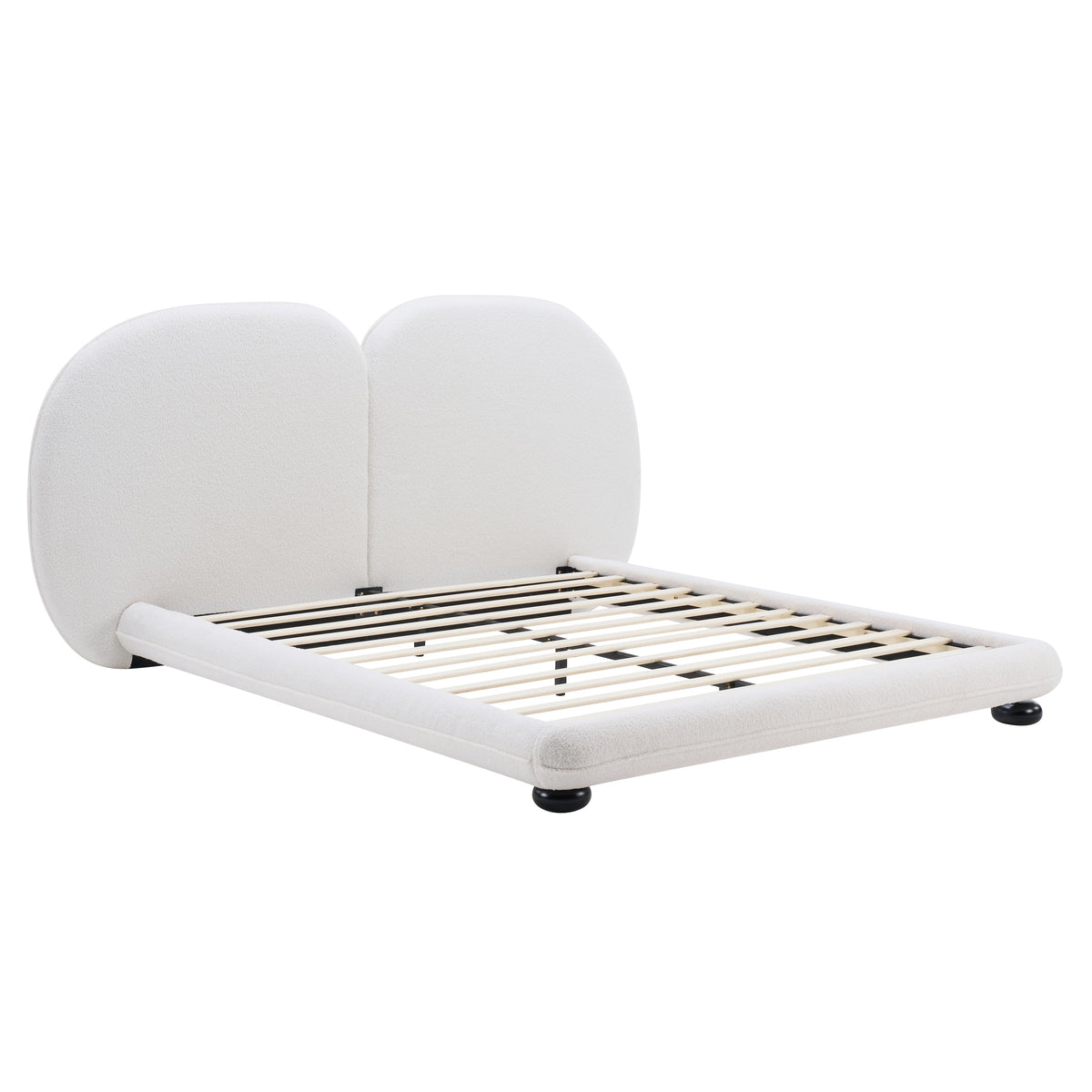 Extra Thick Upholstered Platform Bed Frame with Luxury Split Headboard, photo 6 of 10