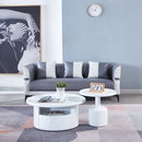 2 Pieces White MDF Round Coffee Table Set for Living Room, Bedroom