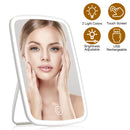 5.98x8.62in Lighted Makeup Mirror Vanity Desk Mirror Small LED Mirror with 3 Light Colors Touch Screen Brightness Adjustable USB Rechargeable