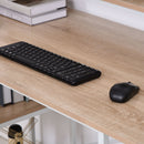 55 Inch Home Office Computer Desk Study Writing Workstation with Storage Shelves, Elevated Monitor Shelf, CPU Stand, Durable X-Shaped Construction, Oak Wood Grain