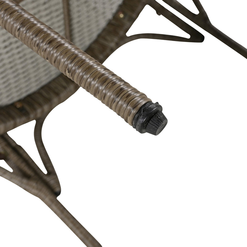 4-Piece Rattan Outdoor Patio Conversation Set with Seating Set for 5 and Coffee Table for Porch, Backyard and Garden (Brown Grey)